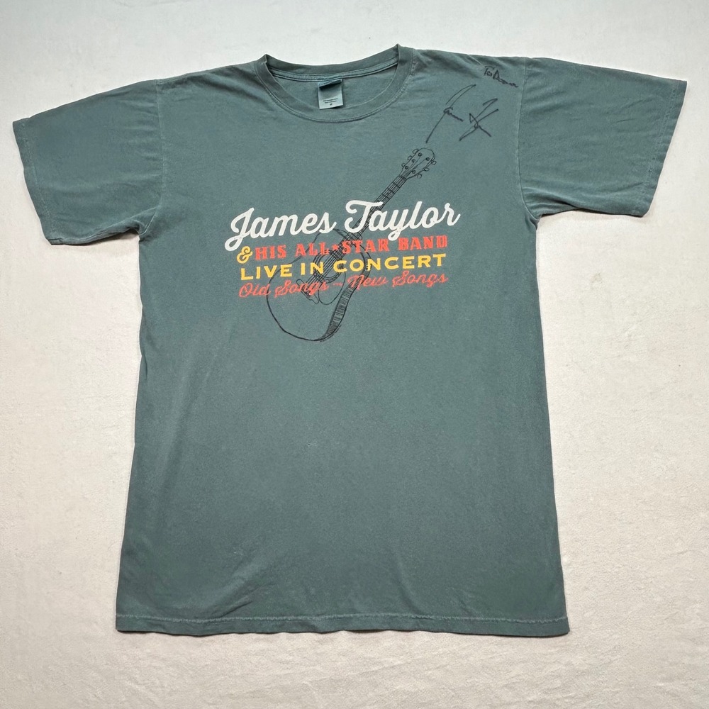 Authentic Pigment James Taylor Concert Shirt M Mens Teal Blue 2014 Tour Graphic